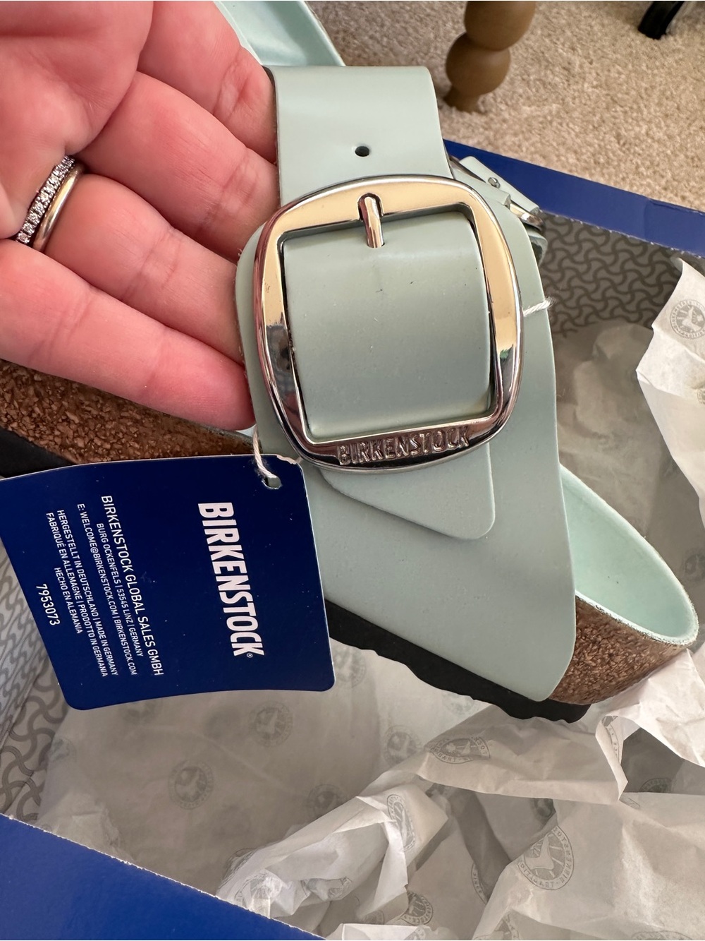 Birkenstock Gizeh Big Buckle High-Shine Surf Green 39 NWT - Picture 5 of 7